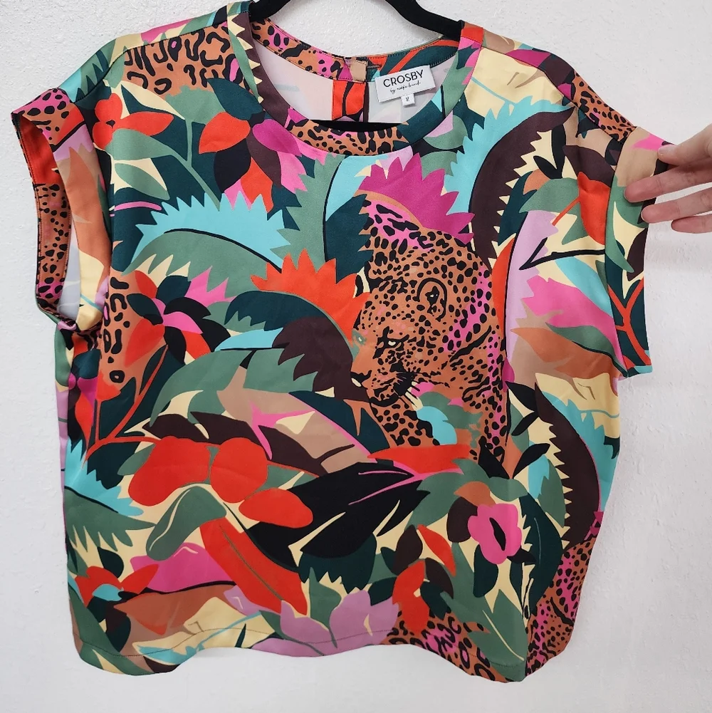CROSBY by Mollie Burch Leopard Jungle Print Multicolor Abstract Top & Pants Set - Picture 7 of 9